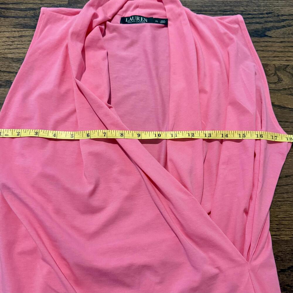 NWOT Lauren Ralph Lauren Pink Faux Wrap Sleeveless Top XL - Picture 6 of 7